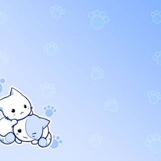 Cute light blue Kawaii wallpaper
