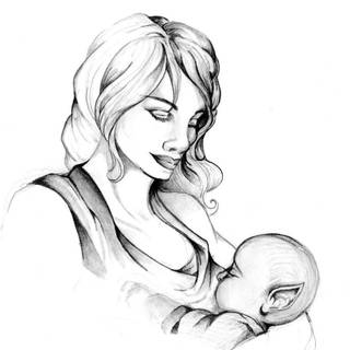 Mother drawing wallpaper