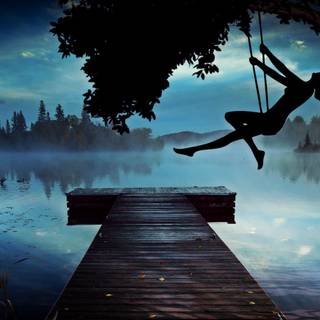 Girl and swing HD wallpaper