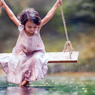 Girl and swing HD wallpaper