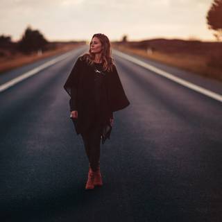 Girl and road wallpaper