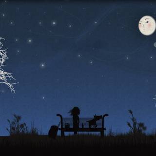 Girl and bench wallpaper