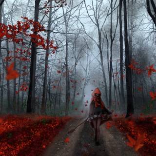 Girl and avenue wallpaper