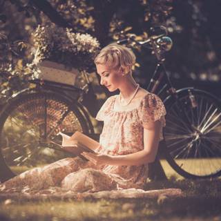 Girl and book wallpaper