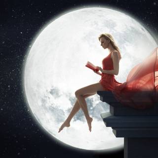 Girl and book wallpaper