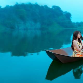Girl and boat wallpaper
