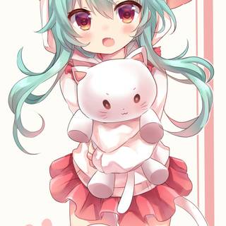 Kawaii cat girls wallpaper