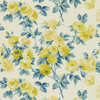 Light cream yellow floral vintage wallpaper