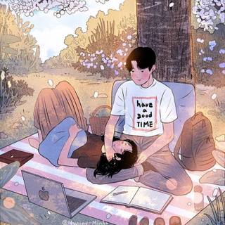 Anime couple happy moments wallpaper