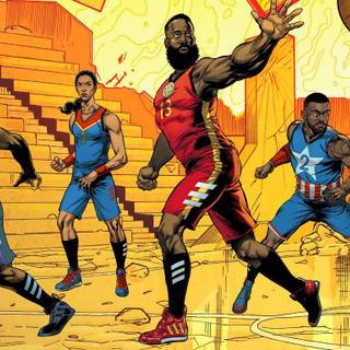 Basketball players as Avengers wallpaper