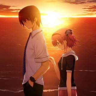 Sad anime boy couple dark wallpaper