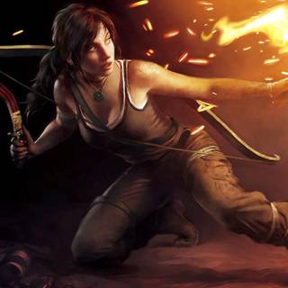 Girl with bow and arrows wallpaper