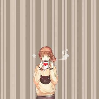 Anime girl coffee wallpaper