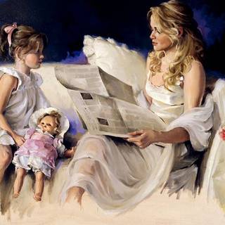 Painting mother and child wallpaper