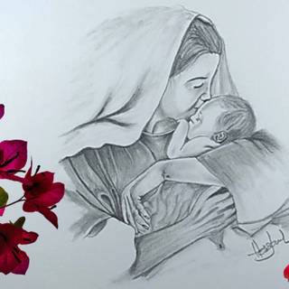 Mother drawings wallpaper