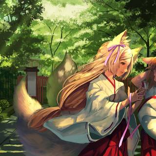 Anime Fox Miko wallpaper
