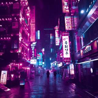 Vaporwave aesthetic Japan city wallpaper