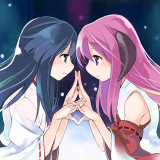 Two girls love anime wallpaper