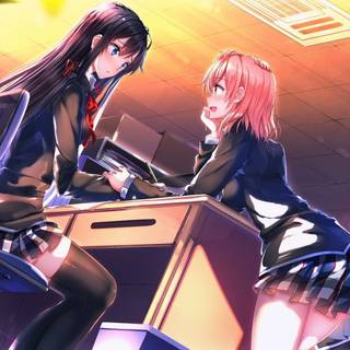 Two girls love anime wallpaper