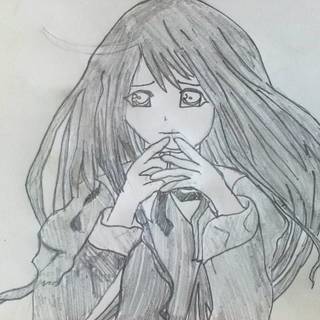 Anime girl sketch wallpaper