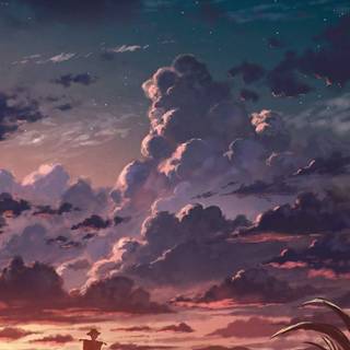 Beautiful cloudy sky anime wallpaper