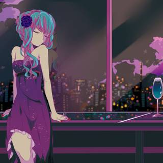 Blue and purple anime wallpaper