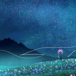 Anime grass field wallpaper