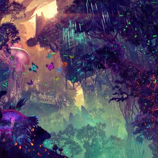 Glowing plants wallpaper