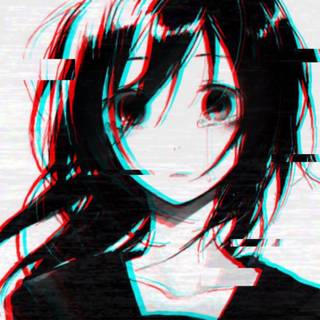 Anime girl depressed glitch wallpaper
