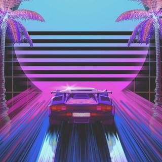 Neon sunset iPhone wallpaper