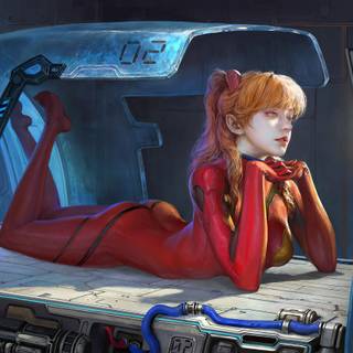 Red hair Cyberpunk girl wallpaper