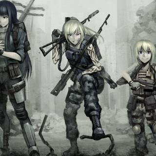 Aesthetic girl with gun wallpaper