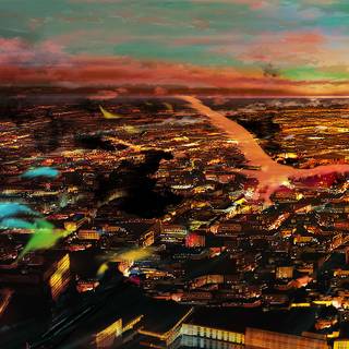 Anime city on fire wallpaper