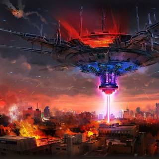 Anime city on fire wallpaper