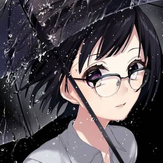 Anime girl with glasses wallpaper