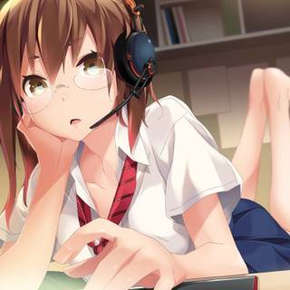 Anime girl with glasses wallpaper