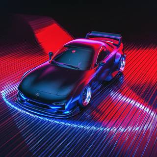 Retro wave cars wallpaper