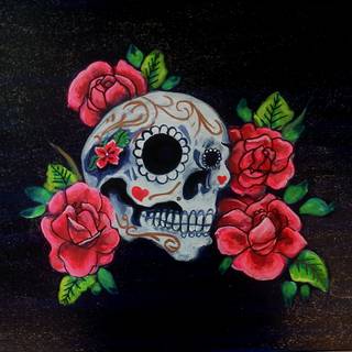 Skull with flower wallpaper