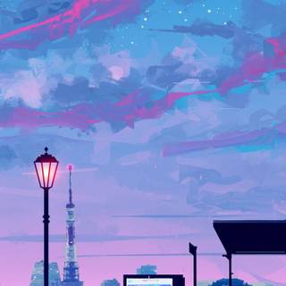 Aesthetic purple anime wallpaper