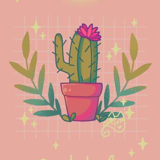 Cactus pink aesthetic wallpaper