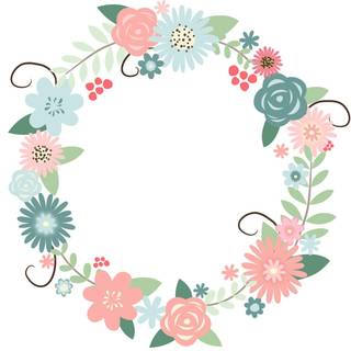 Pastel flower wreath wallpaper