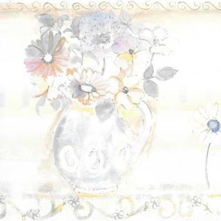 Pastel flower wreath wallpaper