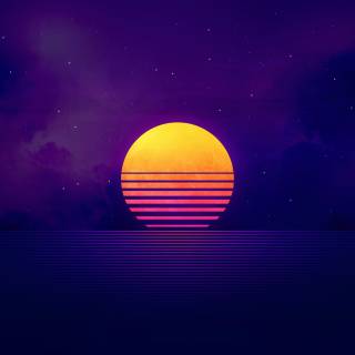Purple retro sunset wallpaper