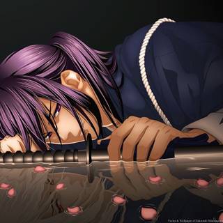 Anime boy with long hair wallpaper