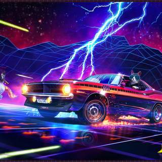 Vaporwave car wallpaper