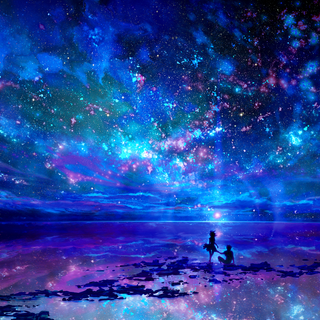 Ocean night sky anime wallpaper