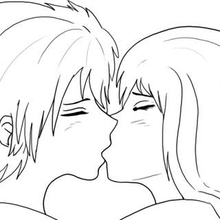 Anime kissing drawing wallpaper