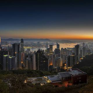 Hong Kong city sunset 4K wallpaper