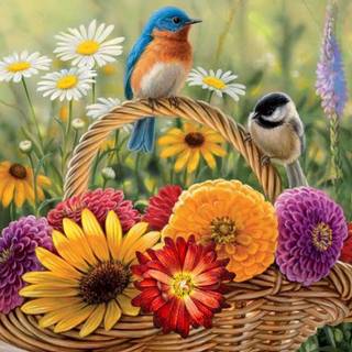Flowers and bird wallpaper