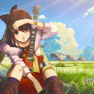 4k anime girl guitar wallpaper